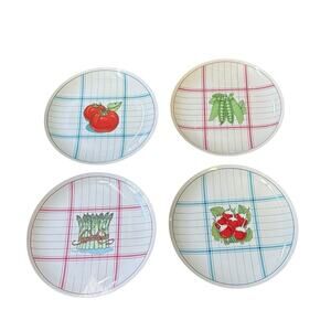 Vandor Vegetable Plates VTG 1983 Pelzman Designs Japan Asparagus Radish Peas